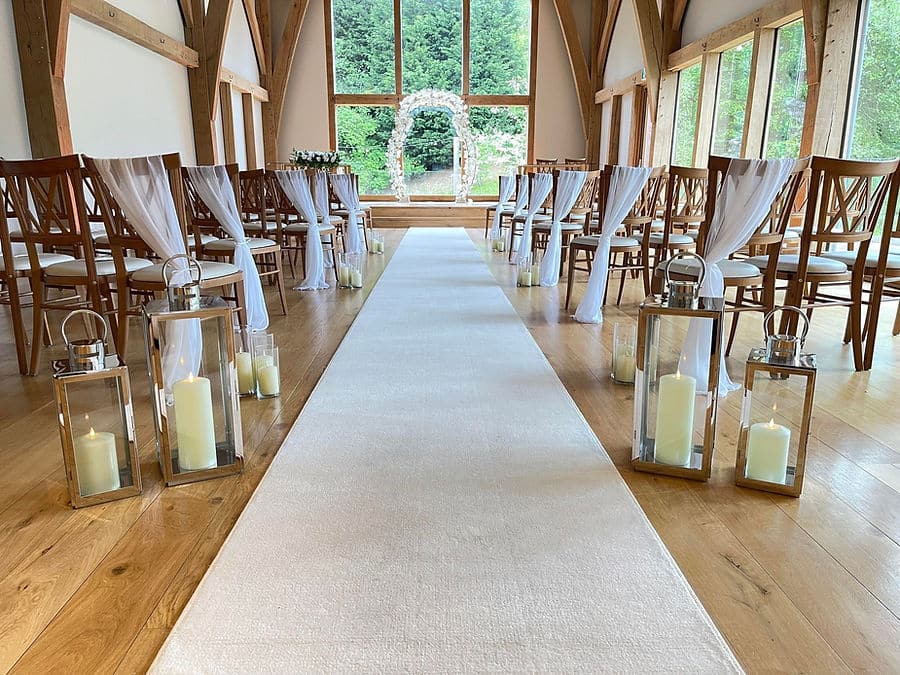 aisle with lanterns