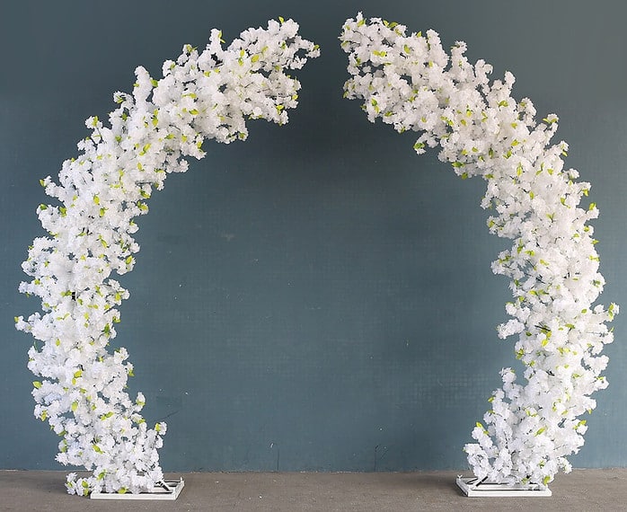 white flower arch